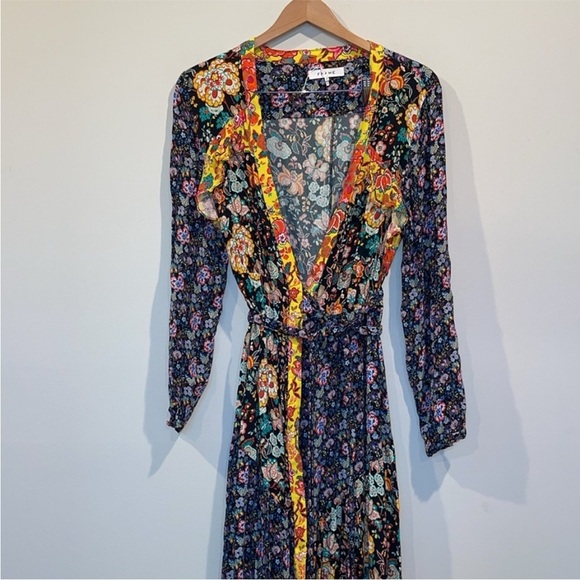 FRAME women’s Floral Panel wrap maxi Dress medium - Picture 4 of 9